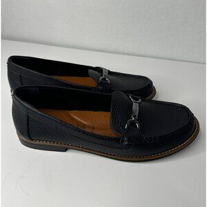 Anne Klein Womens Loafers Black Leather Slip-On Comfort Shoes Size 9.5